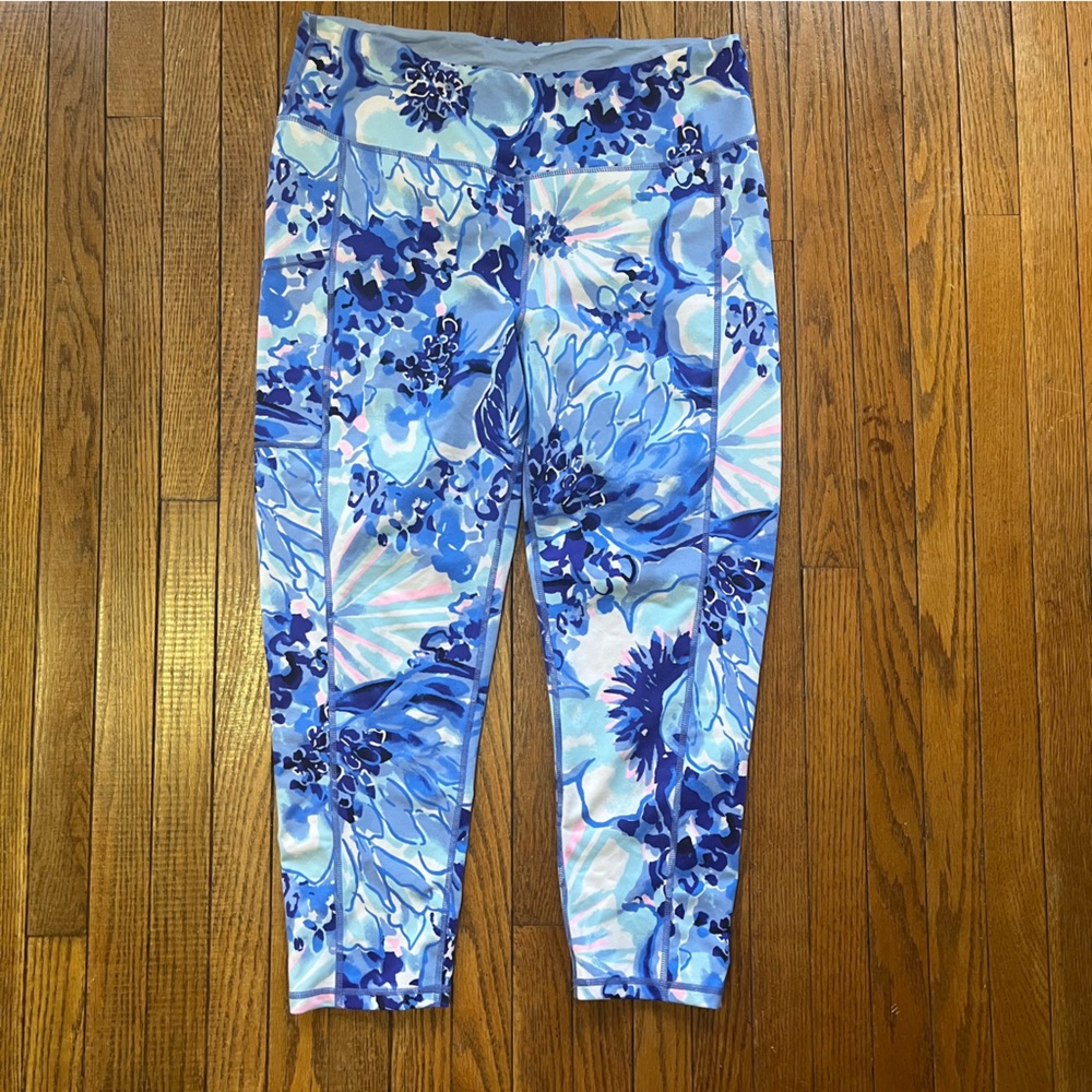 Lilly Pulitzer Catch N Keep Blue WEEKENDER LEGGINGS High Rise 24” Luxletic | XL